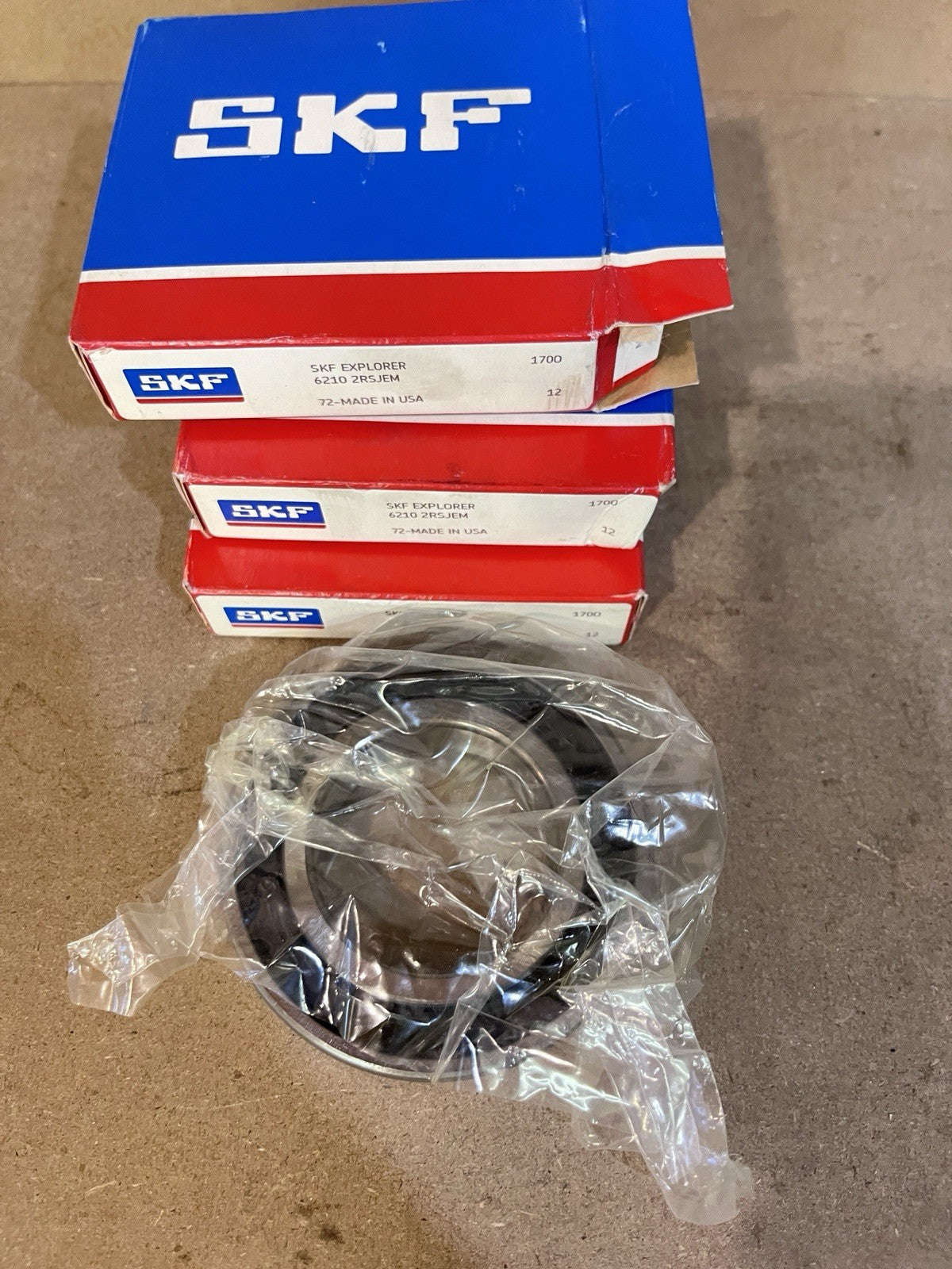 3 Pack SKF Single Row Ball Bearing 6210 2RSJEM