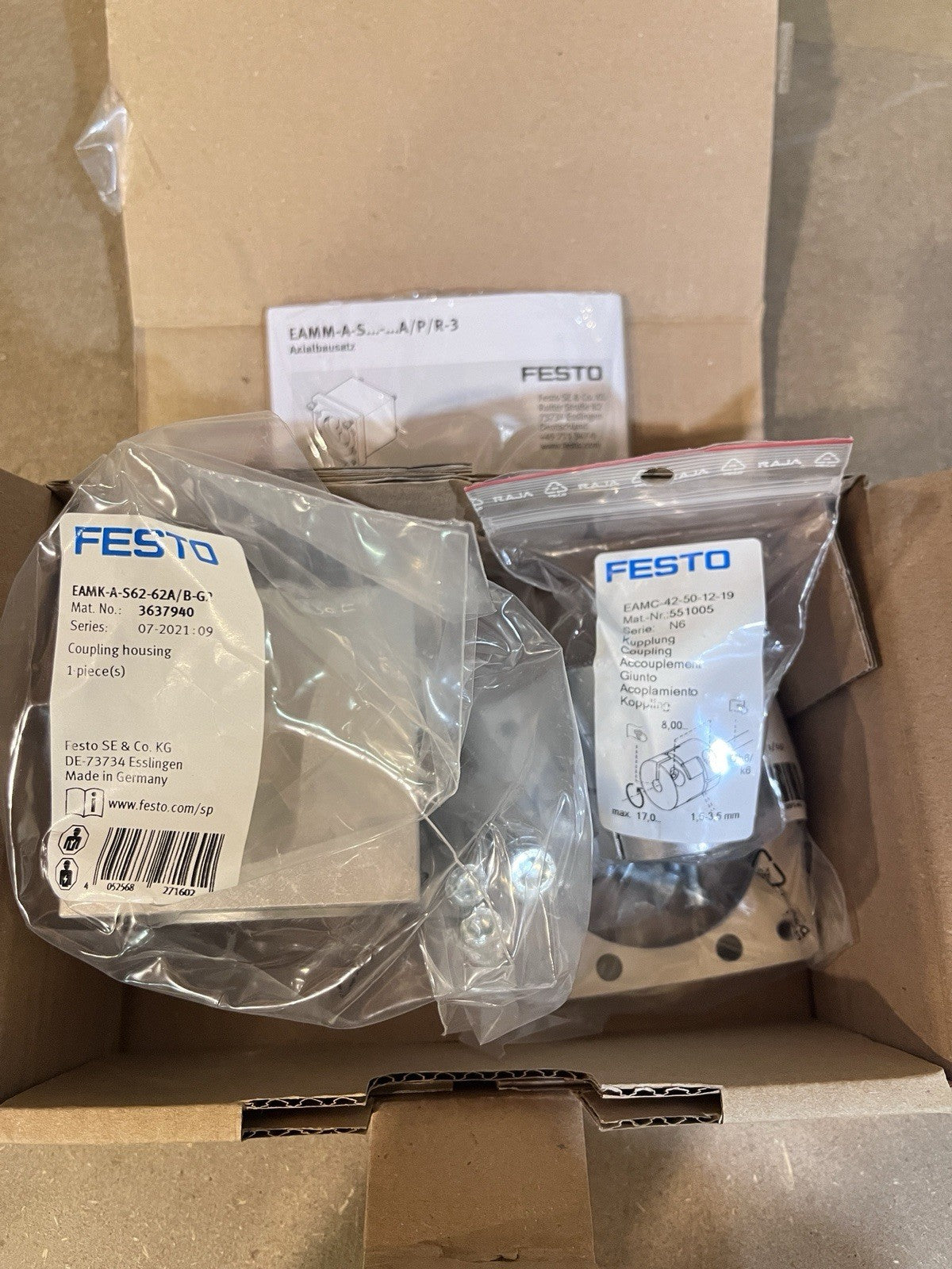 Festo EAMM-A-S62-80P-G2 Axial Motor Mounting Kit Coupling Unit 3637970 NIB