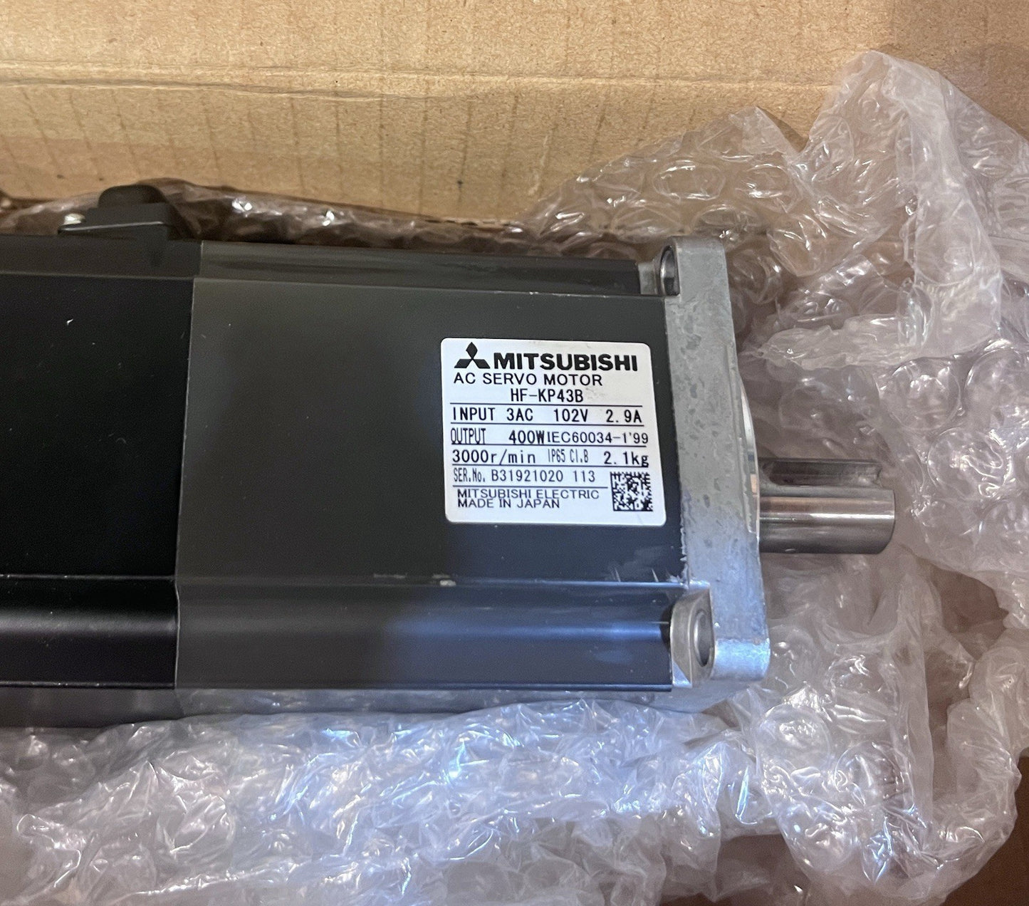 Mitsubishi HF-KP43B AC Servo Motor with Brake MELSERVO-J3 400W 3000RPM NIB
