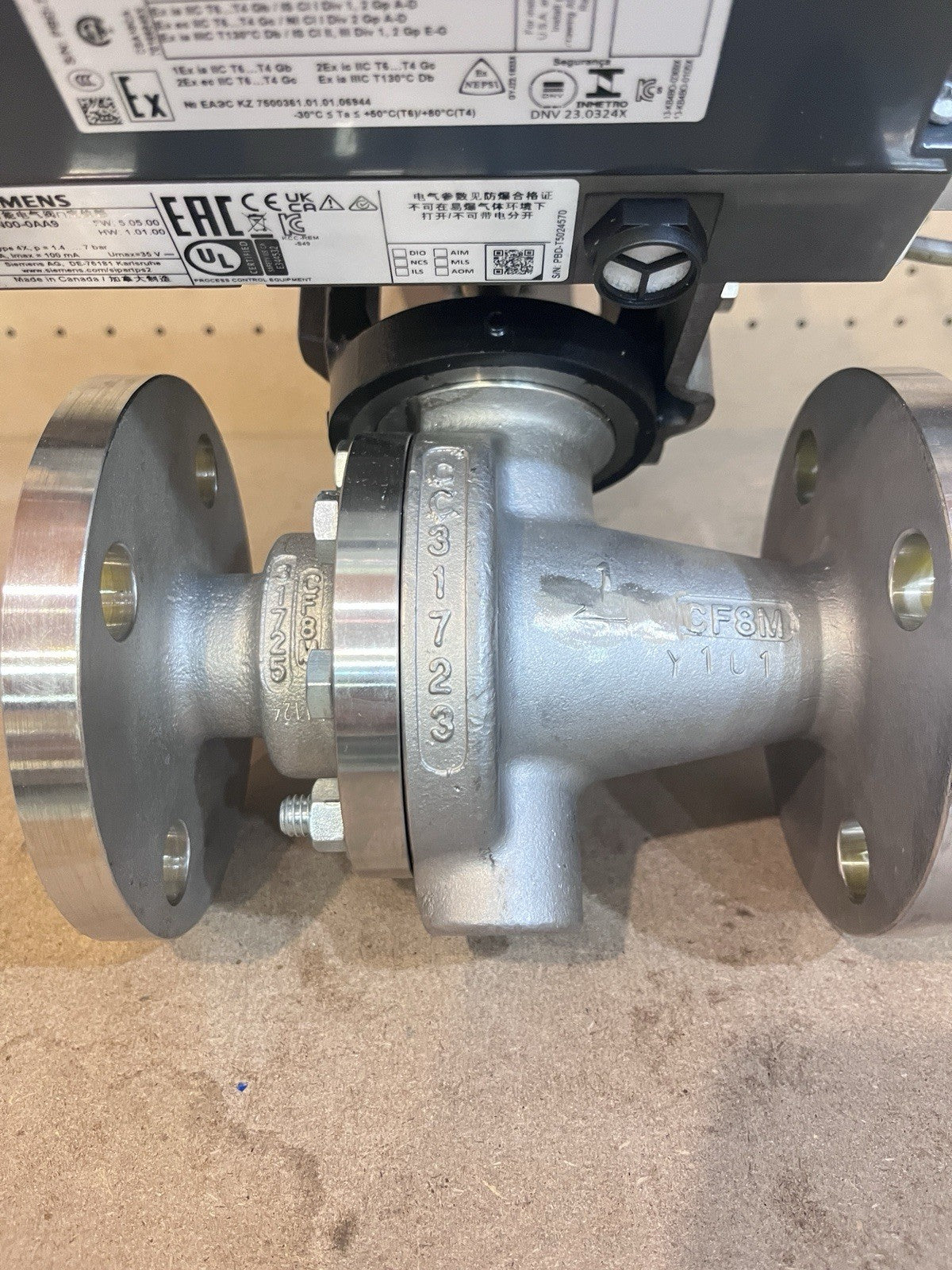 Jordan Valve 701-18 1" Sliding Gate Control Valve w/ Siemens PS2 Positioner