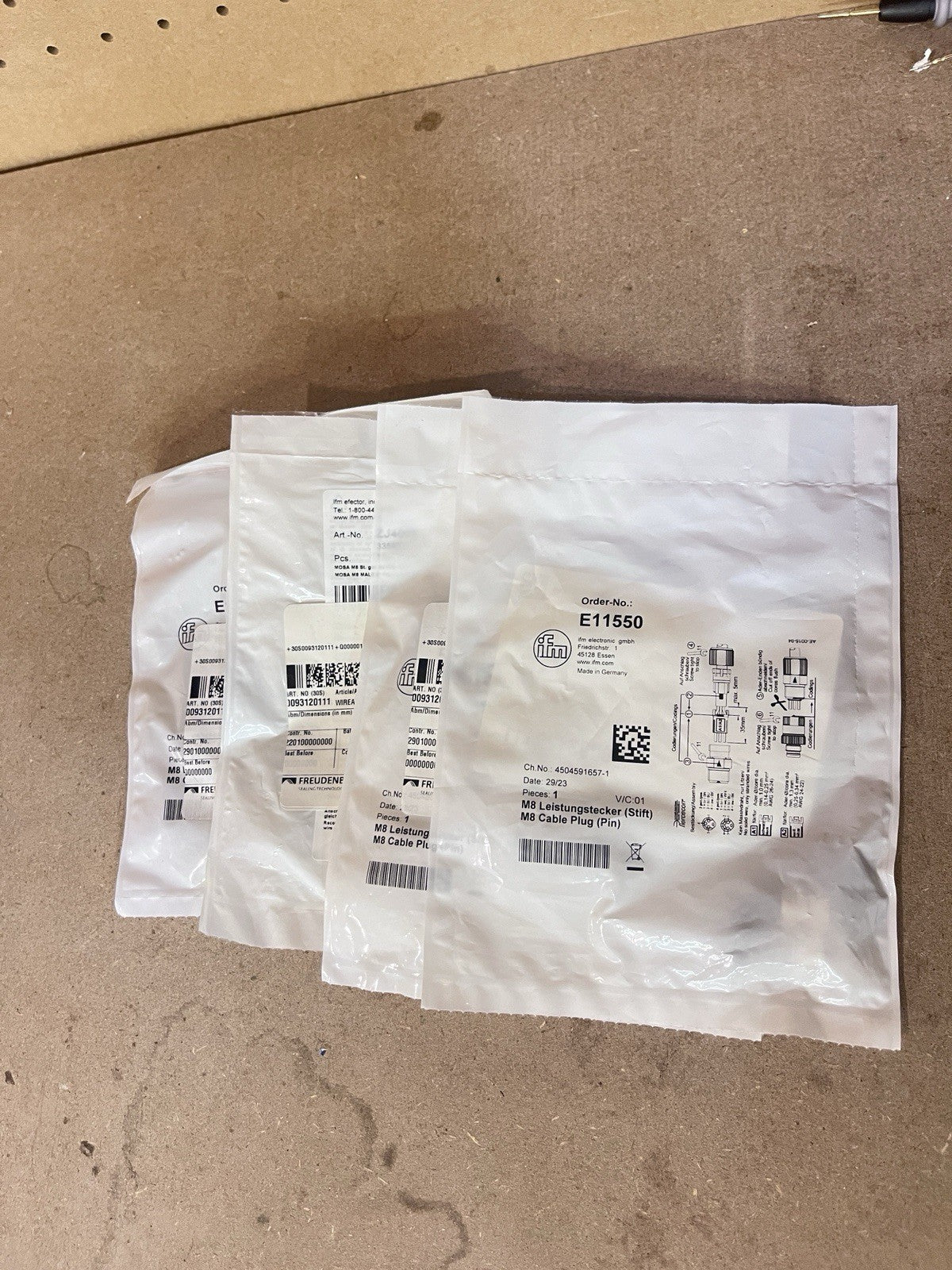 Lot of 4 IFM E11550 M8 Wireable Cable Plug Pin Connector Field Wireable
