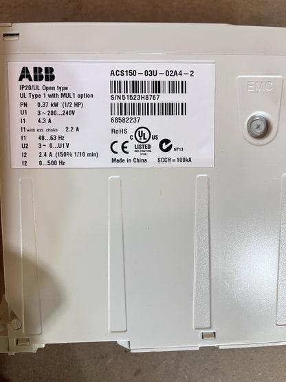 ABB ACS150-03U-02A4-2 AC Drive 200-240V 0.5HP New Unused Open Box No Box