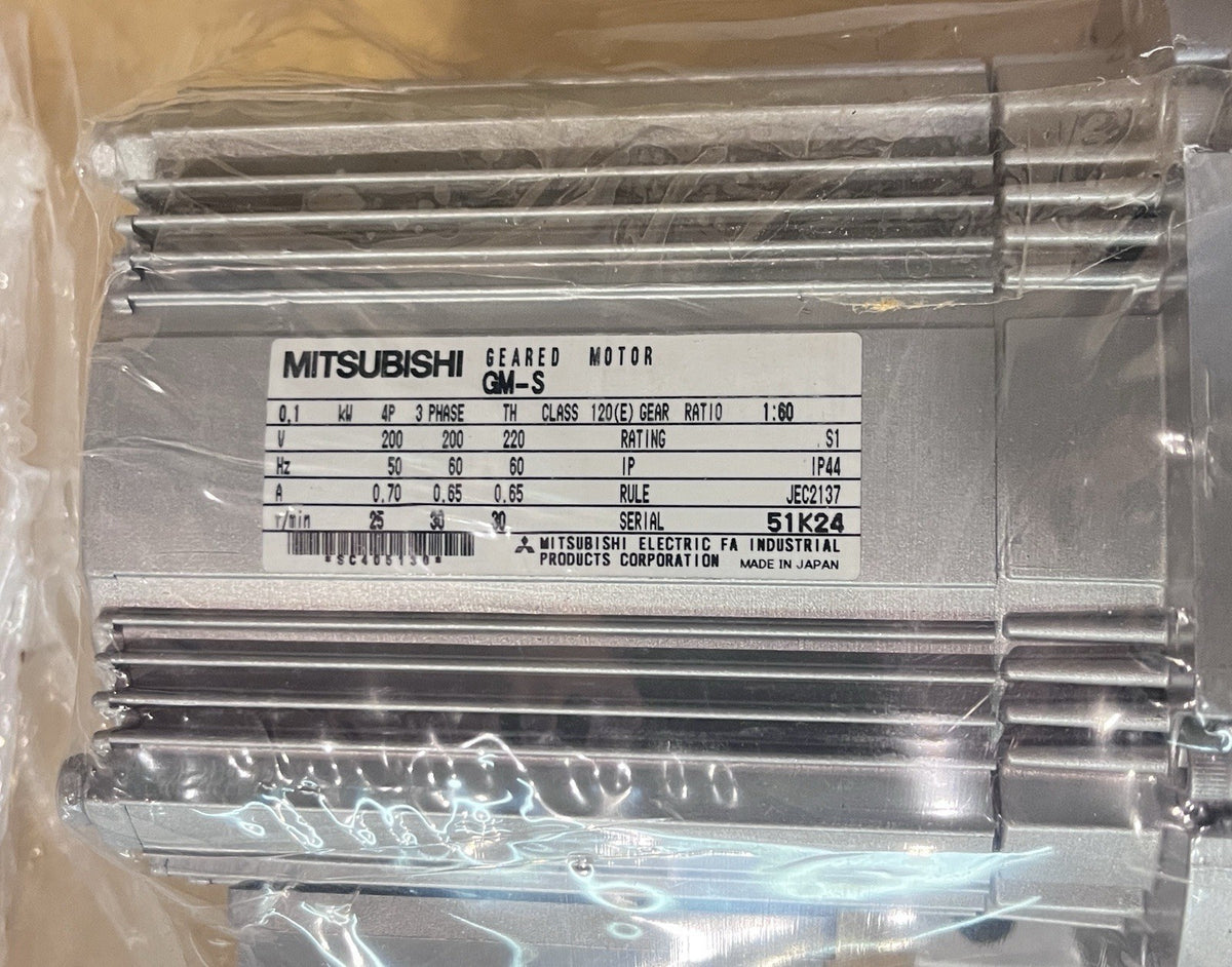 Mitsubishi GM-S Geared Motor 0.1kW 3PH Ratio 1:60 NEW SAME DAY SHIP NO BROKERAGE