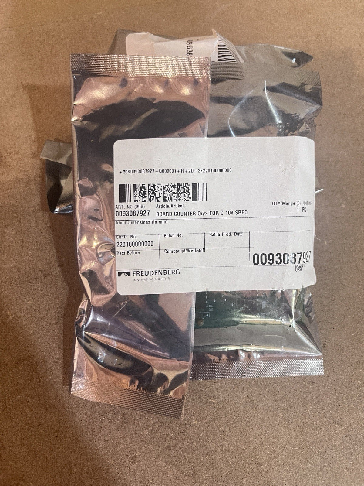 New Freudenberg Oryx MB-9-20 Board Set 0093087928 0093087926 0093087927 NOS