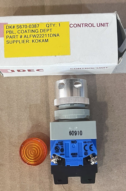 IDEC ALFW22211DNA Pilot Light Control Unit - Amber Lens, Industrial Grade 2Pcs