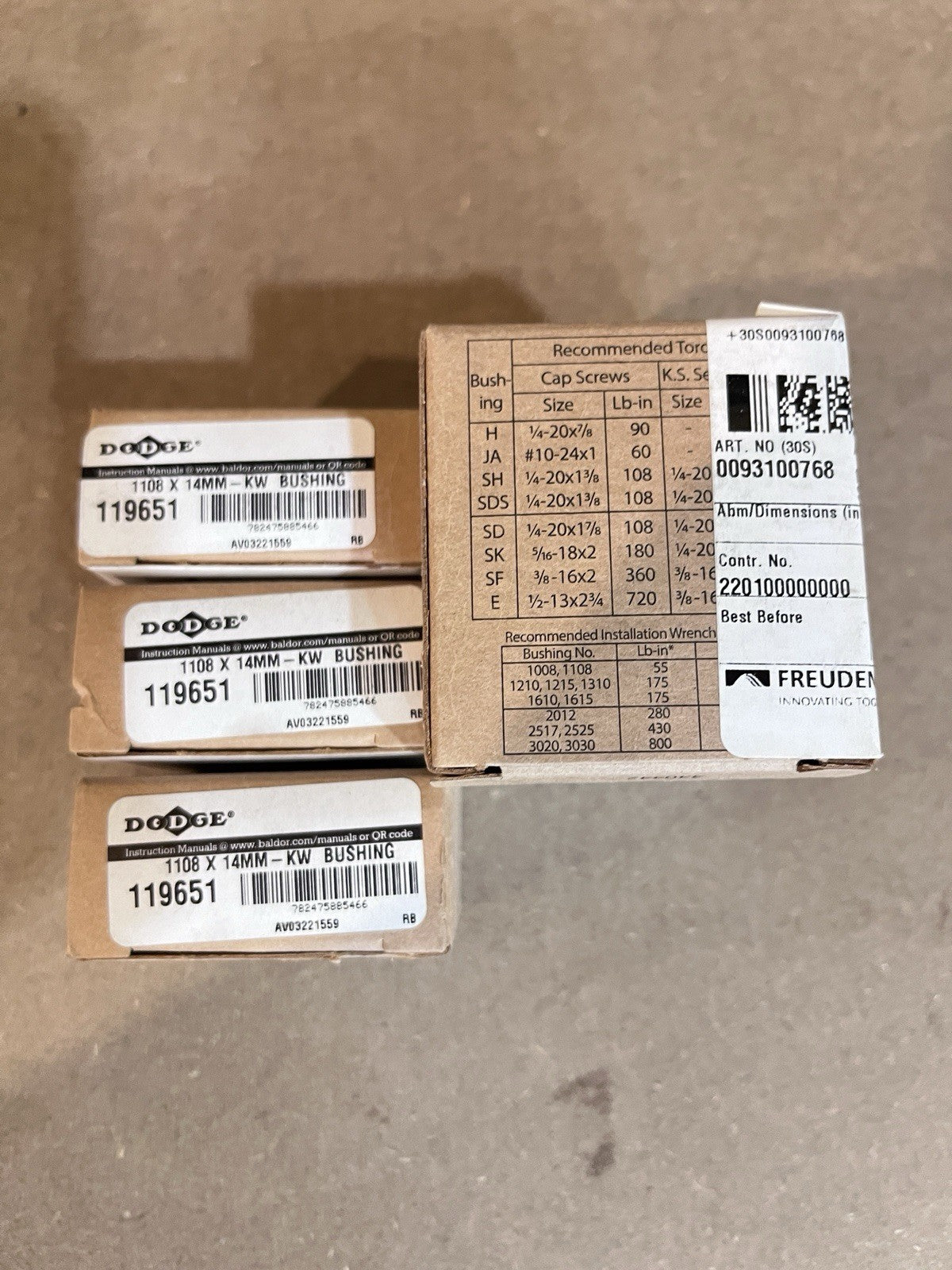 Lot of 6 -NEW Dodge 119651 Taper-Lock Bushing, 1108 x 14MM-KW