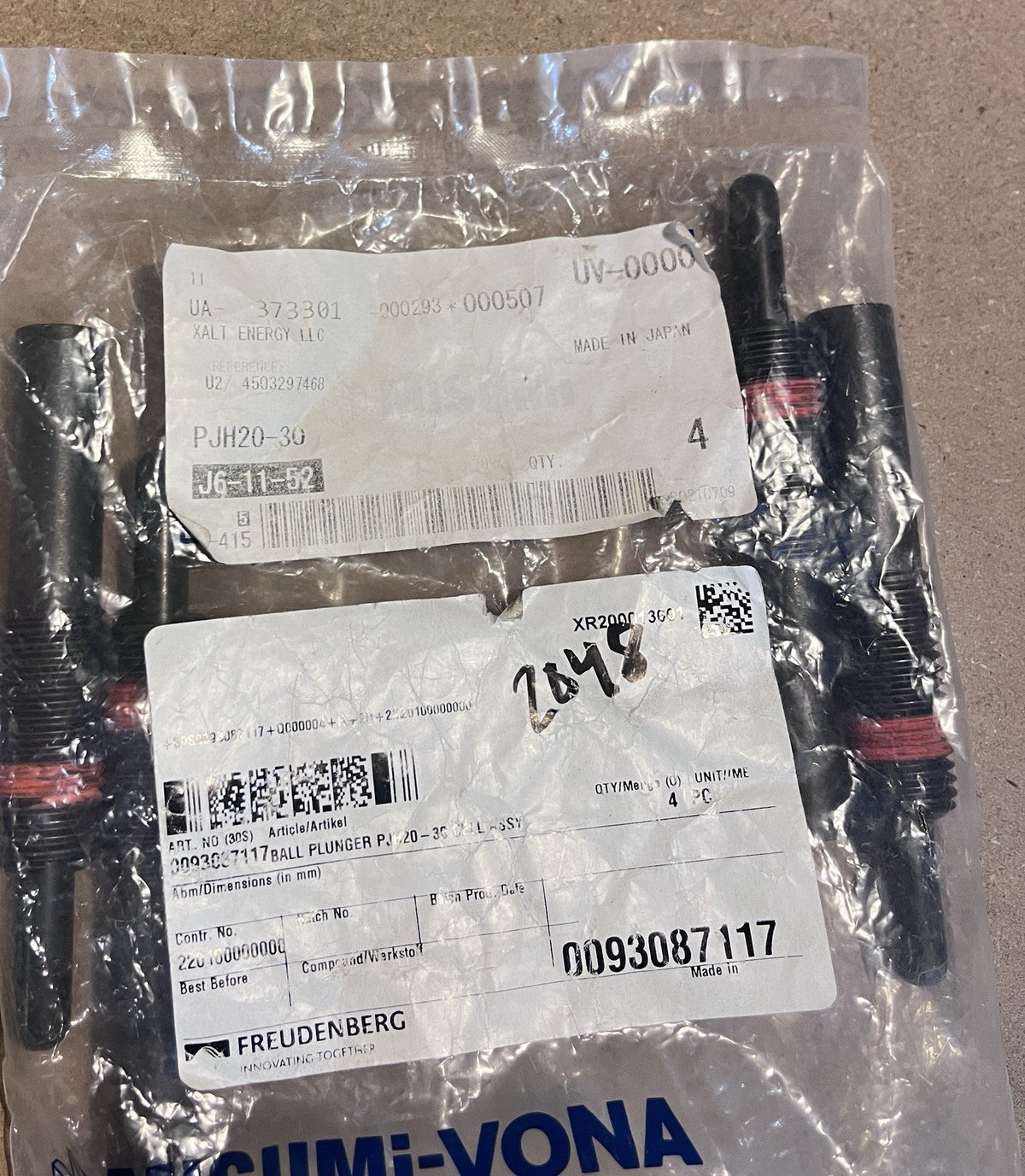 Lot of 4 MISUMI PJH20-30 Heavy Duty Spring Plunger M20 30mm New