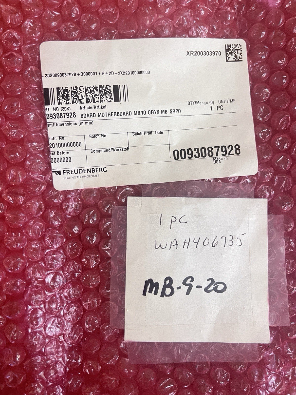 New Freudenberg Oryx MB-9-20 Board Set 0093087928 0093087926 0093087927 NOS