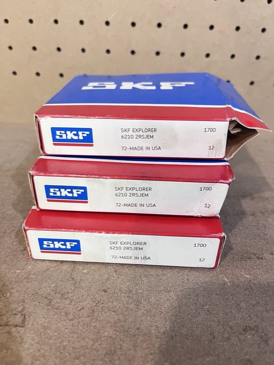 3 Pack SKF Single Row Ball Bearing 6210 2RSJEM