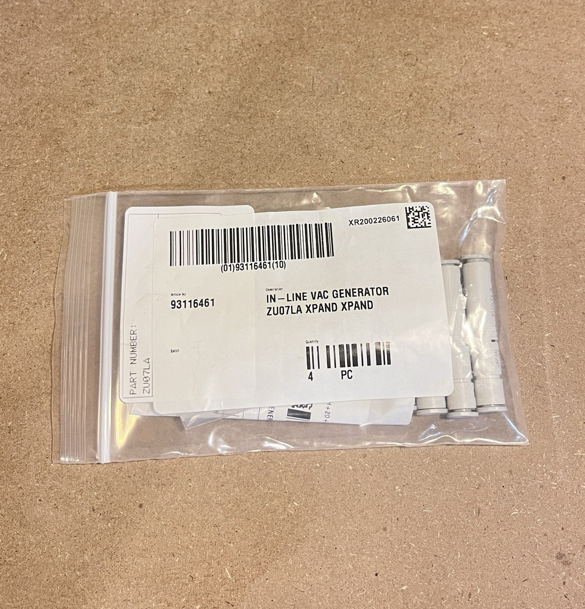 4x SMC ZU07LA In-Line Vacuum Ejector Generator 0.7mm 6mm Fitting NEW