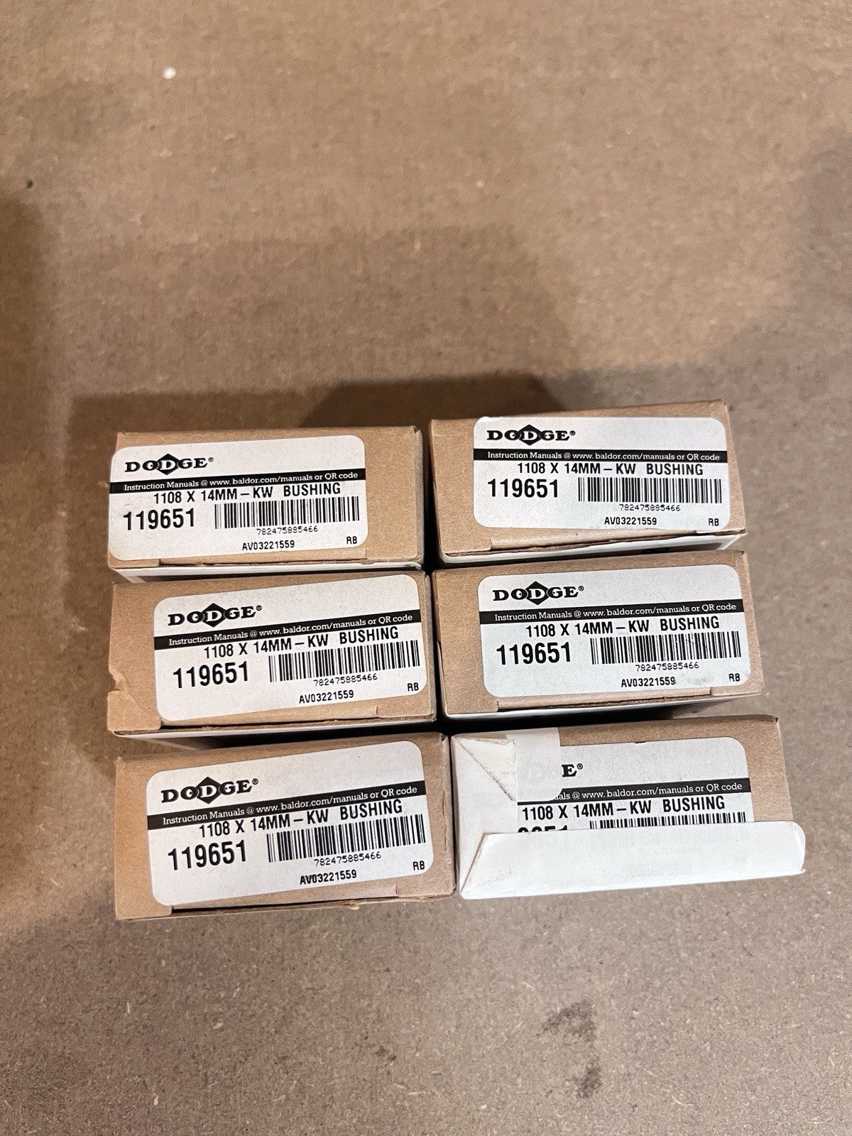 Lot of 6 -NEW Dodge 119651 Taper-Lock Bushing, 1108 x 14MM-KW