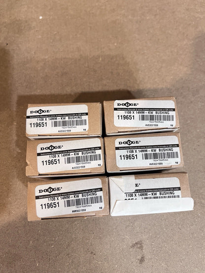 Lot of 6 -NEW Dodge 119651 Taper-Lock Bushing, 1108 x 14MM-KW