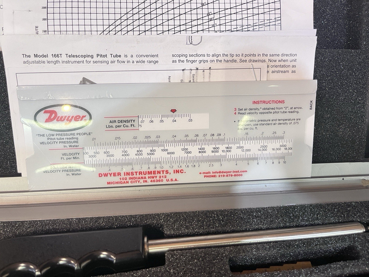 Dwyer 475-0T-FM-AV Mark III Digital Manometer Kit 0-10" w.c. Air Velocity 166T