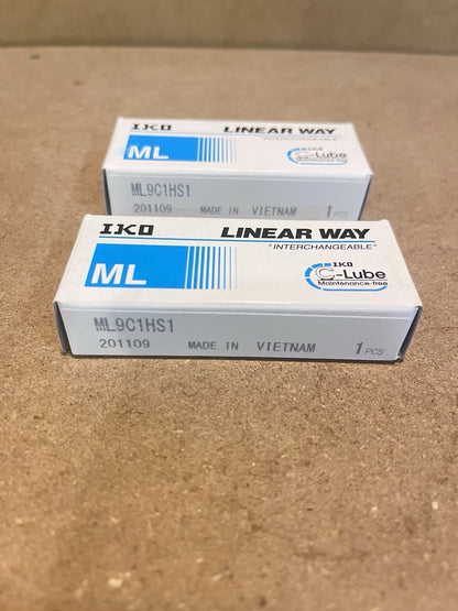 Lot of 2 IKO ML9C1HS1 Linear Way ML C-Lube Linear Guide Blocks New