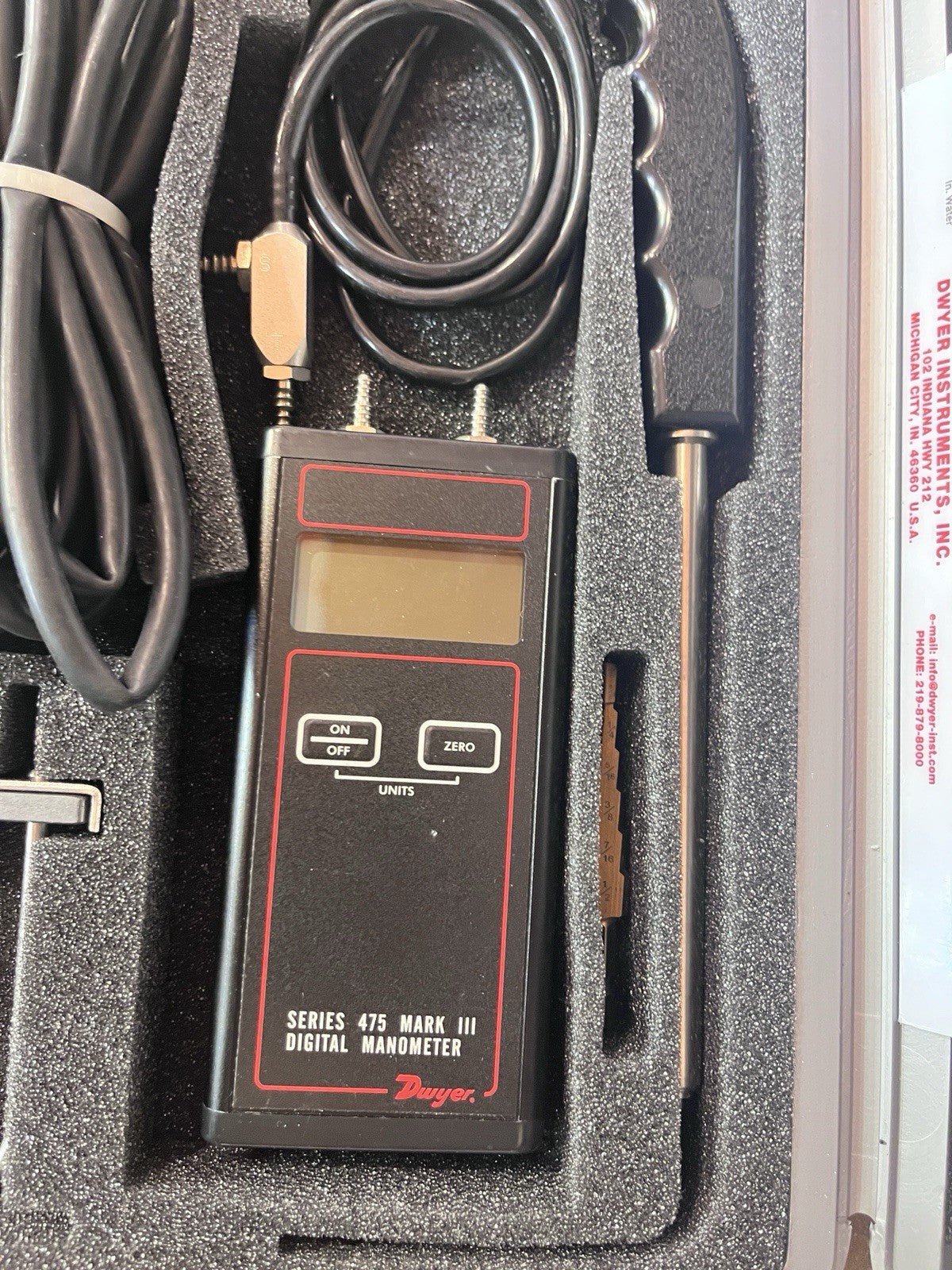 Dwyer 475-0T-FM-AV Mark III Digital Manometer Kit 0-10" w.c. Air Velocity 166T
