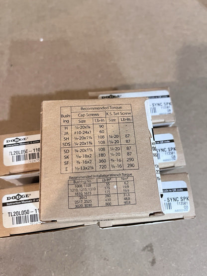 Lot of 6-NEW Baldor Dodge 113581 Dyna-Sync Pulley Part TL20L050-1108