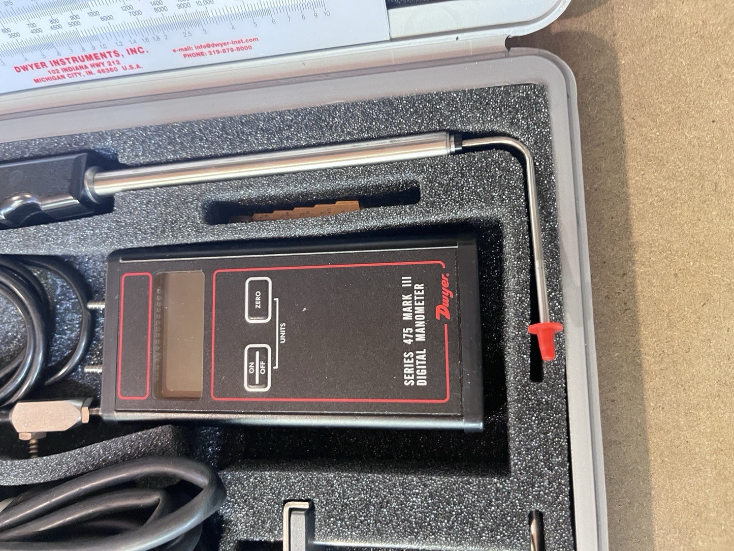 Dwyer 475-0T-FM-AV Mark III Digital Manometer Kit 0-10" w.c. Air Velocity 166T