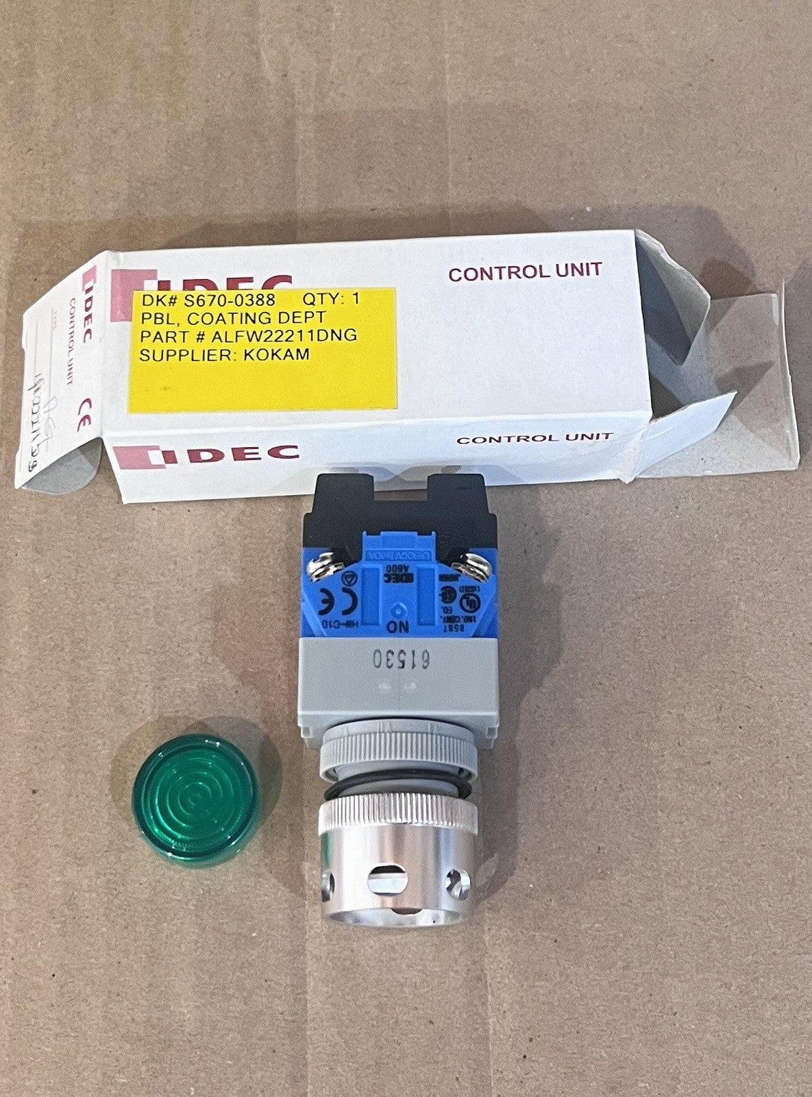 IDEC ALFW22211DNG Pilot Light Control Unit - Green Lens, Industrial Grade 2PCS